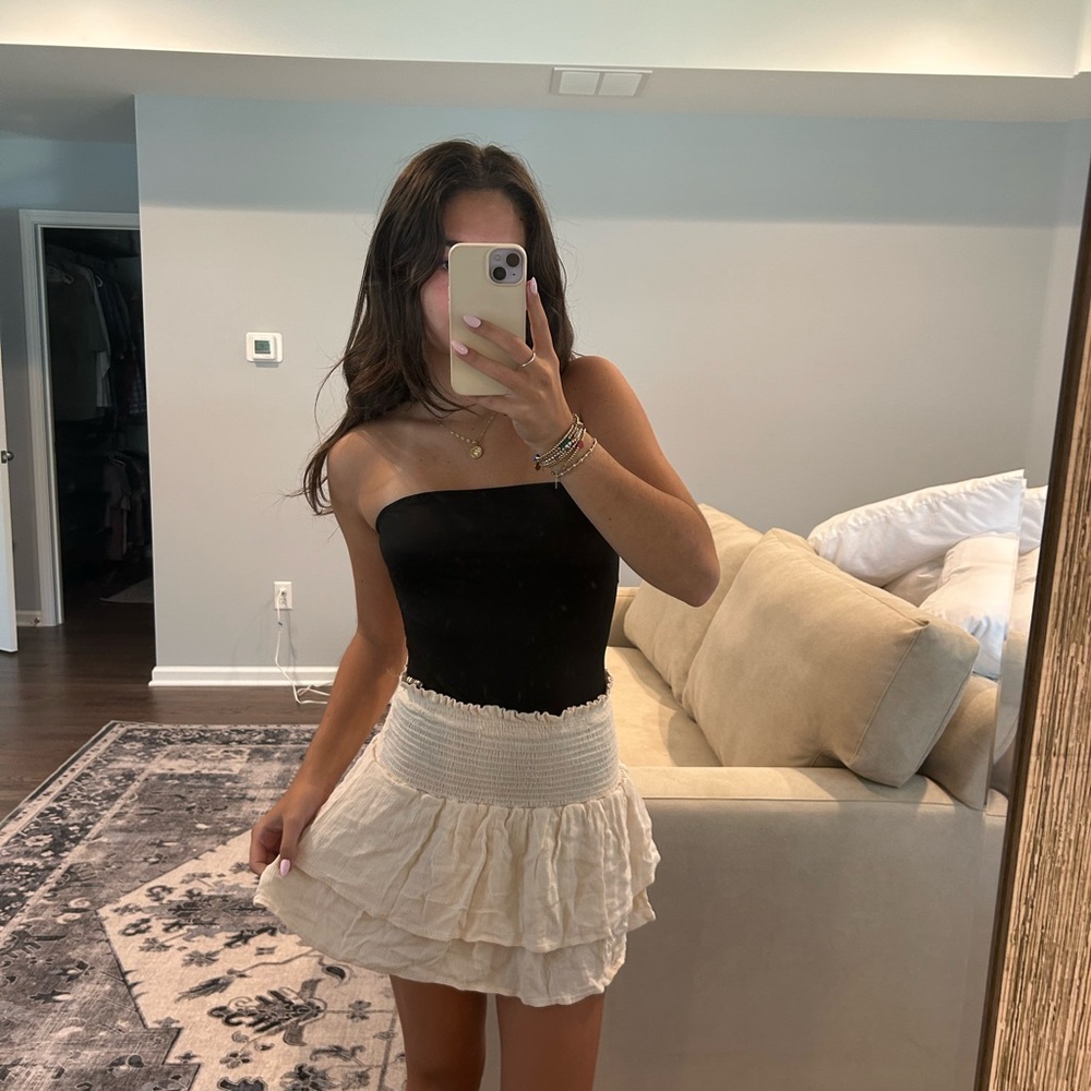Etiquette Cream Mini Skirt